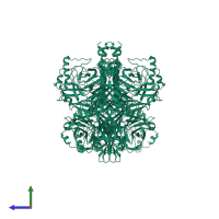 Hemagglutinin-neuraminidase in PDB entry 3t1e, assembly 1, side view.