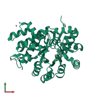 PDB entry 3t1g coloured by chain, front view.