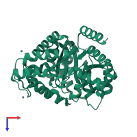 PDB entry 3t1g coloured by chain, top view.
