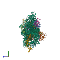 PDB entry 3t1h coloured by chain, side view.