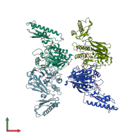 PDB entry 3t1i coloured by chain, front view.