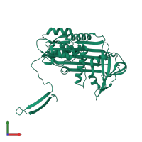 PDB entry 3t1p coloured by chain, front view.