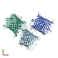 PDB entry 3t24 coloured by chain, front view.