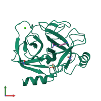 PDB entry 3t25 coloured by chain, front view.
