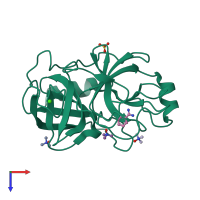 PDB entry 3t25 coloured by chain, top view.