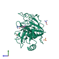 PDB entry 3t27 coloured by chain, side view.