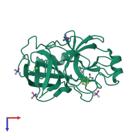 PDB entry 3t28 coloured by chain, top view.