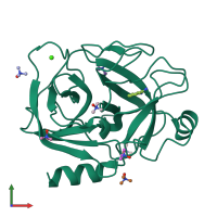 PDB entry 3t29 coloured by chain, front view.