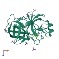 PDB entry 3t29 coloured by chain, top view.