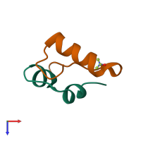 PDB entry 3t2a coloured by chain, top view.