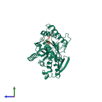 PDB entry 3t2g coloured by chain, side view.