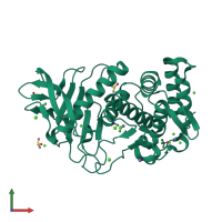 PDB entry 3t2h coloured by chain, front view.