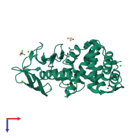 PDB entry 3t2h coloured by chain, top view.