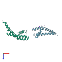 PDB entry 3t2m coloured by chain, top view.