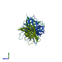 PDB entry 3t2x coloured by chain, side view.