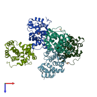 PDB entry 3t36 coloured by chain, top view.