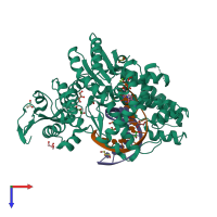 PDB entry 3t3f coloured by chain, top view.