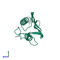 PDB entry 3t3j coloured by chain, side view.