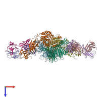 PDB entry 3t3m coloured by chain, top view.