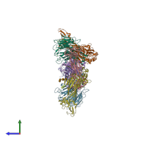 PDB entry 3t3p coloured by chain, side view.