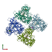 PDB entry 3t3z coloured by chain, front view.