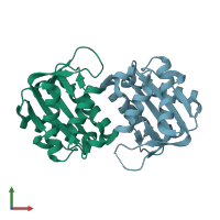 PDB entry 3t43 coloured by chain, front view.