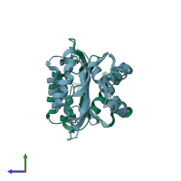 PDB entry 3t43 coloured by chain, side view.