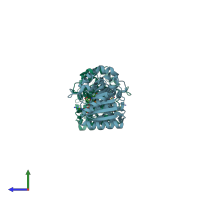 PDB entry 3t4e coloured by chain, side view.