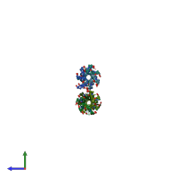 PDB entry 3t4f coloured by chain, side view.