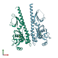 PDB entry 3t4k coloured by chain, front view.