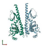 PDB entry 3t4l coloured by chain, front view.