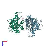 PDB entry 3t4l coloured by chain, top view.