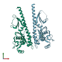 PDB entry 3t4o coloured by chain, front view.