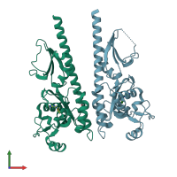 PDB entry 3t4s coloured by chain, front view.