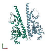 PDB entry 3t4t coloured by chain, front view.