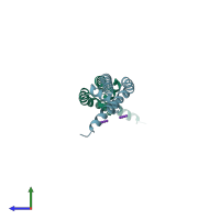 PDB entry 3t4z coloured by chain, side view.