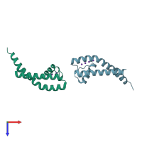 PDB entry 3t4z coloured by chain, top view.