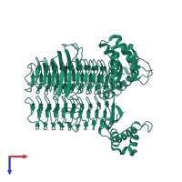 Probable acyl-[acyl-carrier-protein]--UDP-N-acetylglucosamine O-acyltransferase, mitochondrial in PDB entry 3t57, assembly 1, top view.