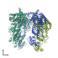PDB entry 3t58 coloured by chain, front view.