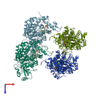 PDB entry 3t58 coloured by chain, top view.