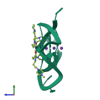 PDB entry 3t5e coloured by chain, side view.
