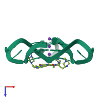 PDB entry 3t5e coloured by chain, top view.