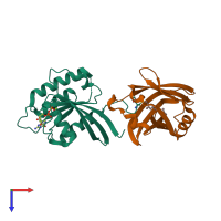 PDB entry 3t5g coloured by chain, top view.
