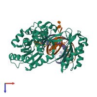 PDB entry 3t5k coloured by chain, top view.