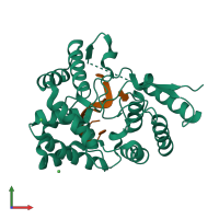 PDB entry 3t5n coloured by chain, front view.