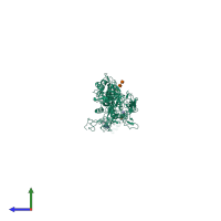 PDB entry 3t5o coloured by chain, side view.