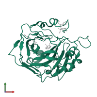 Carbonic anhydrase 2 in PDB entry 3t5u, assembly 1, front view.