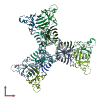 PDB entry 3t5w coloured by chain, front view.