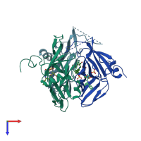 PDB entry 3t64 coloured by chain, top view.