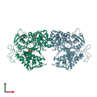 PDB entry 3t6b coloured by chain, front view.